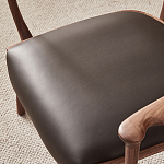 Стул деревянный с мягким сиденьем из коричневой натуральной кожи Moon Walnut Furniture варинант исполнения - 9 | Loft Concept в Сочи