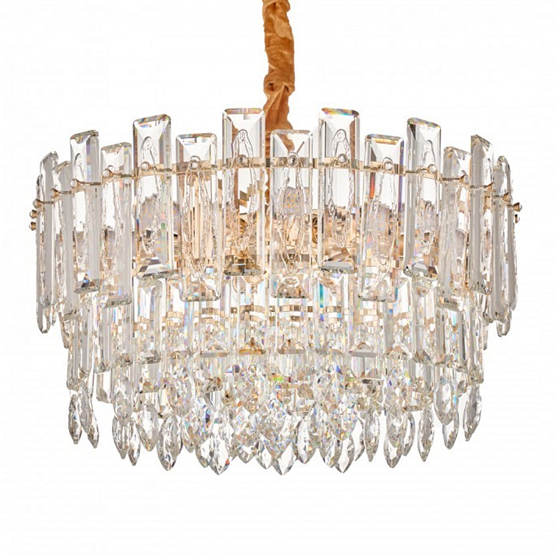 Круглая люстра с хрустальными подвесками на золотистом каркасе Gorgeous Crystal Light Золотой Прозрачный Круглая люстра с хрустальными подвесками на золотистом каркасе Gorgeous Crystal Light Золотой Прозрачный в Сочи | Loft Concept