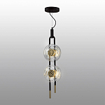 Подвесной светильник с черным основанием и золотистым декором Bruno Duo варинант исполнения - 4 | Loft Concept в Сочи