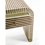 Тумбочка прикроватная с ящиком Tofino Stripes Bone Inlay Bedside Beige варинант исполнения - 3 | Loft Concept в Сочи