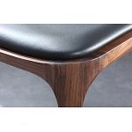 Стул деревянный с мягким сиденьем из черной натуральной кожи Moon Walnut Furniture варинант исполнения - 9 | Loft Concept в Сочи