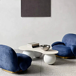 Дизайнерский журнальный стол с изогнутой столешницей на круглых ножках Rigilyr варинант исполнения - 3 | Loft Concept в Сочи