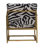 Кресло с металлическим золотистым каркасом и мягкой обивкой с чёрно-белым принтом зебры Wild animals варинант исполнения - 3 | Loft Concept в Сочи