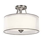 Потолочный светильник с двойным цилиндрическим плафоном из белого стекла и прозрачной органзы Kichler варинант исполнения - 7 | Loft Concept в Сочи