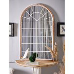 Зеркало-окно настенное в венецианском стиле с деревянной рамой бежевого цвета Venetian Smooth варинант исполнения - 5 | Loft Concept в Сочи