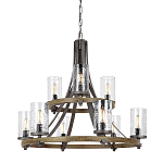 Люстра с цилиндрическим плафонами из толстого волнистого стекла в индустриальном стиле Feiss варинант исполнения - 1 | Loft Concept в Сочи