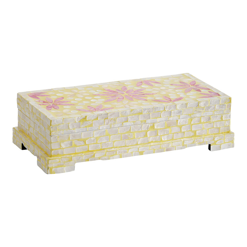 Шкатулка Oceane Bone Inlay Yellow Желтый Розовый Шкатулка Oceane Bone Inlay Yellow Желтый Розовый в Сочи | Loft Concept
