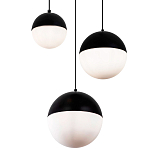 Каскадный светильник с 3-мя плафонами шары Ponzio Flos Cascade Trio Black Sphere Hanging Lamp варинант исполнения - 2 | Loft Concept в Сочи