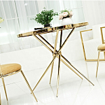 Обеденный стол с чёрной круглой столешницей на золотых ножках Rive Gauche Table варинант исполнения - 1 | Loft Concept в Сочи