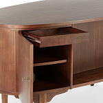 Дизайнерский письменный стол округлой формы с 4-мя ящиками и дверкой с полочками Rili варинант исполнения - 3 | Loft Concept в Сочи