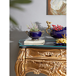 Чаша темно-синяя фарфоровая с бронзовыми ручками и ажурным ободком Eden Garden варинант исполнения - 4 | Loft Concept в Сочи