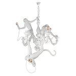 Люстра с тремя фигурами обезьян с лампочками в руках белого цвета Hanging Monkey варинант исполнения - 1 | Loft Concept в Сочи