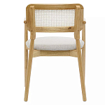 Стул обеденный с мягким сиденьем и спинкой из плетеного ротанга Wood and Textile Chair варинант исполнения - 4 | Loft Concept в Сочи