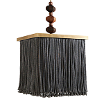 Люстра квадратная с бахромой и подвесом из деревянных бусин Psyche варинант исполнения - 2 | Loft Concept в Сочи