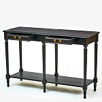 Консоль черная из массива березы с полкой и двумя ящиками Vintage варинант исполнения - 2 | Loft Concept в Сочи