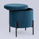 Синий пуф на черных ножках SANJAY варинант исполнения - 2 | Loft Concept в Сочи