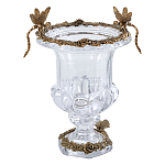 Ваза из прозрачного стекла на бронзовой подставке с ободком и ручками в виде стрекоз Eden Garden варинант исполнения - 1 | Loft Concept в Сочи