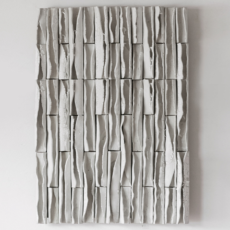Объемное Панно на стену White Micro Waves Белый бетон в Сочи | Loft Concept 