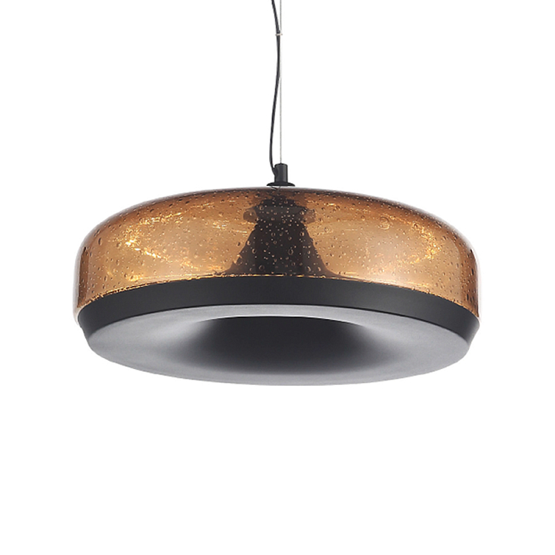Подвесной светильник с стеклянным плафоном LED 42W 3000K Glass Textured Lampshade Черный Коричневый в Сочи | Loft Concept 