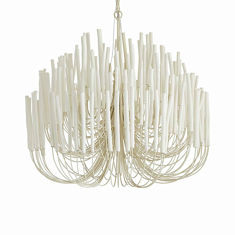 Люстра белая с несколькими ярусами деревянных палочек Bright Wooden Chandelier Белый Люстра белая с несколькими ярусами деревянных палочек Bright Wooden Chandelier Белый в Сочи | Loft Concept