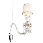 Подвесной светильник с белым текстильным абажуром и изогнутым хрустальным основанием с подвесками Lustre Reverie варинант исполнения - 4 | Loft Concept в Сочи