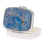 Таблетница карманная прямоугольная на 2 отделения с зеркалом и накладкой из натурального камня Лазурит Silver Stone Pillboxes варинант исполнения - 2 | Loft Concept в Сочи