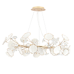 Люстра круглая с белыми лепестками из керамики и прозрачными хрустальными цветками Диаметр 82 см Wintery flovers варинант исполнения - 2 | Loft Concept в Сочи