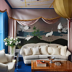 Обои ручная роспись Tsuro Cranes Original colourway on Tarnished Silver gilded paper варинант исполнения - 1 | Loft Concept в Сочи