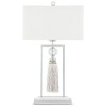 Настольная лампа с прямоугольным тканевым абажуром на белом мраморном основании Silver Threads варинант исполнения - 3 | Loft Concept в Сочи