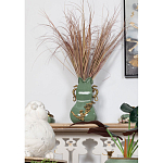 Ваза зеленого цвета из фарфора с бронзовыми ручками в виде драконов и рельефным цветочным декором Eden Garden porcelain and bronze варинант исполнения - 7 | Loft Concept в Сочи