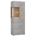 Шкаф-витрина двухдверная с фасадом цвета серый бетон Grace of Furniture варинант исполнения - 2 | Loft Concept в Сочи