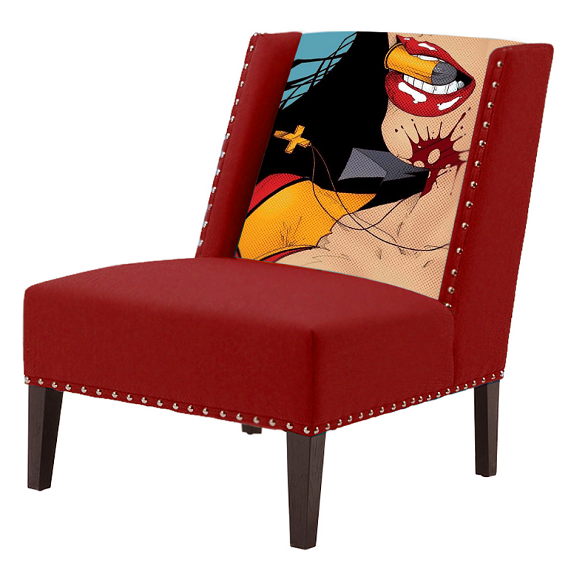 FUN Armchair "Super woman" Red Дизайнерское кресло с цветным принтом Бургундский красный в Сочи | Loft Concept 