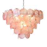 Люстра с каскадом из круглых розовых стеклянных дисков Pink Light Waterfall варинант исполнения - 5 | Loft Concept в Сочи