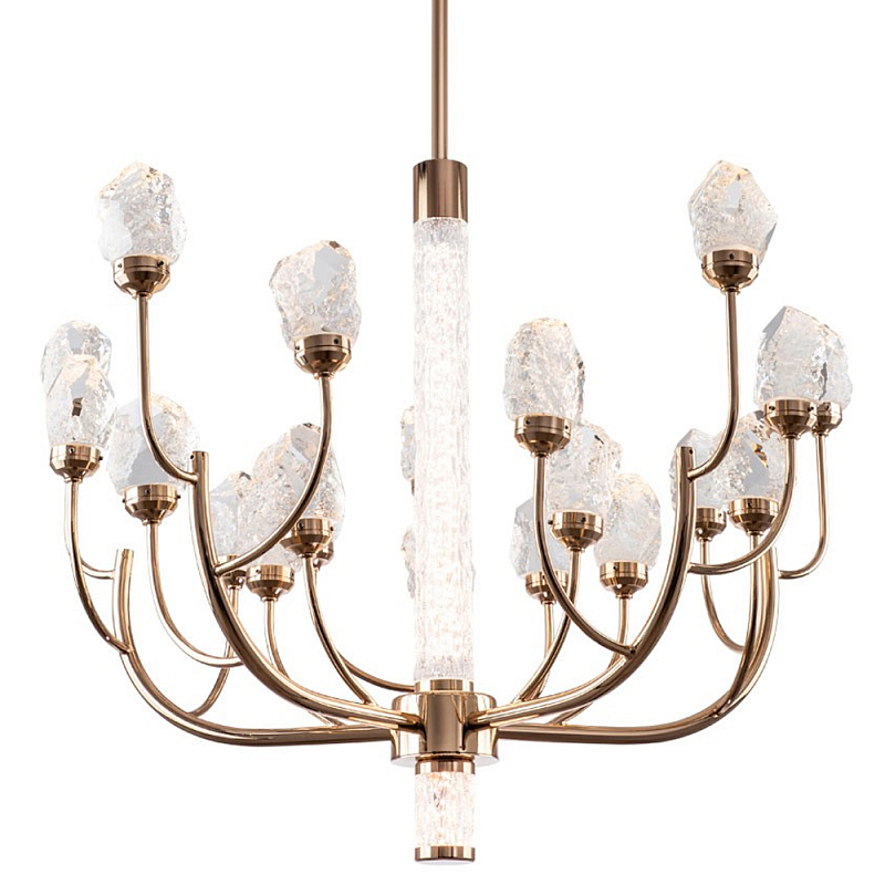 Люстра с декором в виде кристаллов из хрусталя Kenneth Crystal Stone Chandelier 20 Золотой Шампань Прозрачное Стекло Люстра с декором в виде кристаллов из хрусталя Kenneth Crystal Stone Chandelier 20 Золотой Шампань Прозрачное Стекло в Сочи | Loft Concept