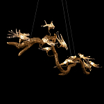 Люстра подвесная линейная с прозрачными стеклянными птичками на ветвях Serip Voa варинант исполнения - 9 | Loft Concept в Сочи