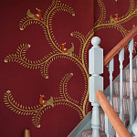 Обои с вышивкой ручной работы Fyodor Original colourway on Merlot linen варинант исполнения - 2 | Loft Concept в Сочи