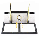 Настольный письменный набор из белого мрамора с часами Marble Accessory варинант исполнения - 1 | Loft Concept в Сочи