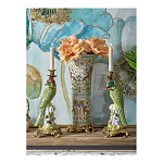 Ваза высокая из фарфора на бронзовом основании Turquoise Blooming Garden варинант исполнения - 10 | Loft Concept в Сочи