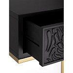 Приставной столик с резным узором на выдвижном ящике Black Table Carved Pattern варинант исполнения - 3 | Loft Concept в Сочи