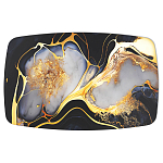 Обеденный стол с прямоугольной черно-золотой столешницей из стекла на 4-х металлических ножках Gold and Black Marble варинант исполнения - 2 | Loft Concept в Сочи