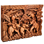 Панно из дерева пять слонов Panel With Animals варинант исполнения - 2 | Loft Concept в Сочи