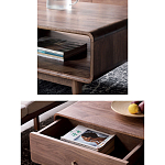 Кофейный стол из дерева с ящиком и нишей для хранения Coffee Walnut Table варинант исполнения - 4 | Loft Concept в Сочи