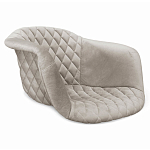 Барный стул со спинкой и мягкой обивкой с ромбами на 4-х деревянных ножках Бежевый Велюр Ava Charm варинант исполнения - 2 | Loft Concept в Сочи