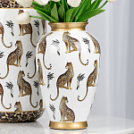 Ваза белая овальная с рисунком леопардов и золотыми акцентами LEOPARD Collection варинант исполнения - 4 | Loft Concept в Сочи