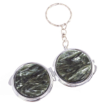 Зеркало брелок карманное двухстороннее из натурального камня Серафинит Stone Mirrors варинант исполнения - 6 | Loft Concept в Сочи