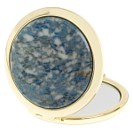 Зеркало карманное складное круглое из натурального камня Лазурит в подарочной упаковке Gold Stone Mirrors варинант исполнения - 2 | Loft Concept в Сочи