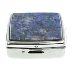 Таблетница карманная квадратная c 2-мя отделениями с зеркалом и накладкой из натурального камня Лазурит Silver Stone Pillboxes варинант исполнения - 3 | Loft Concept в Сочи