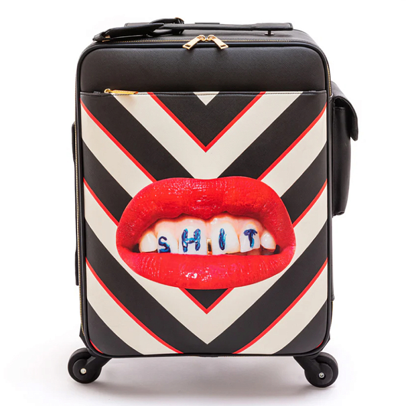 Чемодан дорожный SELETTI Travel Kit Trolley Shit Черный Белый Красный Чемодан дорожный SELETTI Travel Kit Trolley Shit Черный Белый Красный в Сочи | Loft Concept