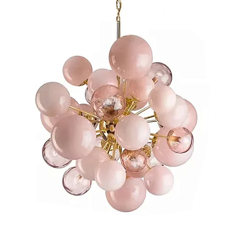 Люстра розовые шары на золотом каркасе Pink Light Bubbles Розовый Люстра розовые шары на золотом каркасе Pink Light Bubbles Розовый в Сочи | Loft Concept