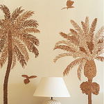 Обои с вышивкой ручной работы Deco Palms Raffia on linen варинант исполнения - 1 | Loft Concept в Сочи